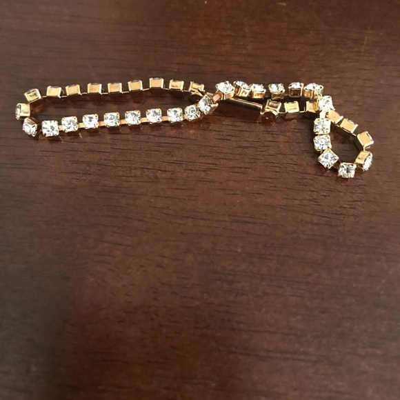 Gold Bracelet with Rhinestones!  7”.  Very sparkly! - Picture 2 of 6